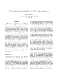 3D Reconstruction Is Not Just a Low-Level Task: Retrospect and Survey