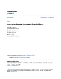 Associative Retrieval Processes in Episodic Memory
