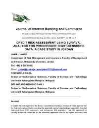 Credit Risk Assessment Using Survival Analysis for Progressive Right-Censored Data: a Case Study in Jordan