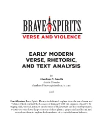 Early Modern Verse, Rhetoric, and Text Analysis