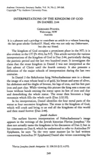 Interpretations of the Kingdom of God in Daniel 2:44
