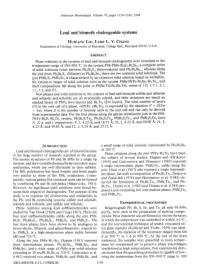 Lead and Bismuth Chalcogenide Systems Hurr.Lnc Lru, Luxn L. Y. CH