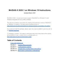 Mcidas-X 2020.1 on Windows 10 Installation Instructions