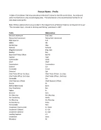 Person Name - Prefix a Table of Salutations That May Precede an Individual’S Name to Identify Social Status