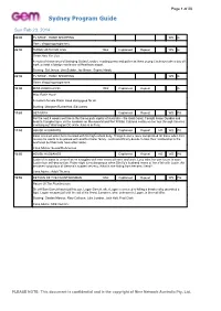 Sydney Program Guide