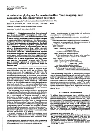 A Molecular Phylogeny for Marine Turtles: Trait Mapping, Rate