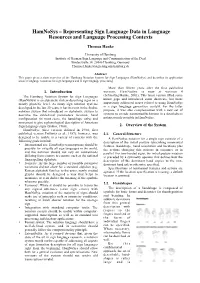 Hamnosys – Representing Sign Language Data in Language Resources and Language Processing Contexts