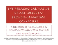 Lecture/Recital of My Thesis on French-Canadian Music