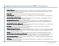 Representative Financial Services M&A Transactions