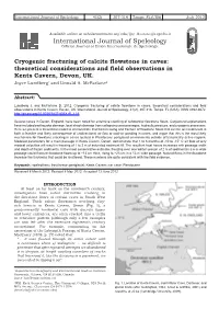 Cryogenic Fracturing of Calcite Flowstone in Caves: Theoretical Considerations and Field Observations in Kents Cavern, Devon, UK