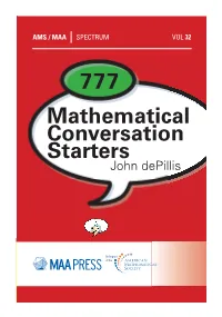 Mathematical Conversation Starters John Depillis 777 Mathematical Conversation Starters the Story by Dave Barry on P