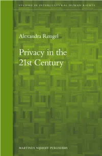 Privacy in the 21St Century Studies in Intercultural Human Rights