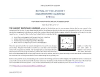 RIVIVAL of the ANCIENT ZARATHUSHTI CALENDAR 3753 Ze