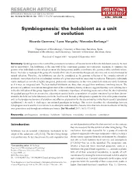Symbiogenesis: the Holobiont As a Unit of Evolution