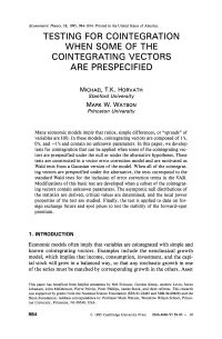 Testing for Cointegration When Some of The