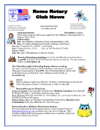 9 Announcements: December 3, 2019 Next Week's Program Will Be Pre