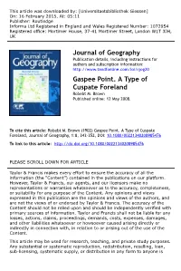 Journal of Geography Gaspee Point. a Type of Cuspate Foreland