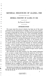 Mineral Industry of Alaska in 1928