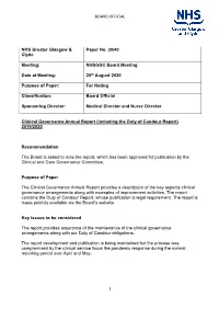 NHSGGC Board Meeting Date of Meeting
