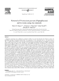 Prymnesium Parvum (Haptophyceae) and Its Toxins Using Clay Minerals Mario R