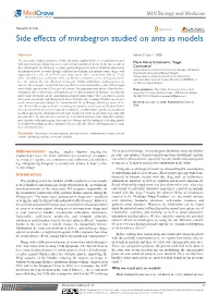 Side Effects of Mirabegron Studied on Ants As Models