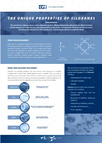 The Unique Properties of Siloxanes
