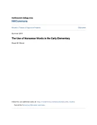 The Use of Nonsense Words in the Early Elementary