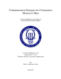 Communication Strategies for Colonization Mission to Mars
