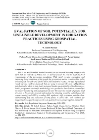 Evaluation of Soil Potentiality for Sustainble Development in Irrigation Practices Using Geospatial Technology
