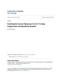 Predicting the Cost Per Flying Hour for the F-16 Using Programmatic and Operational Variables
