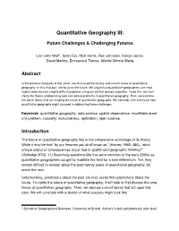 Quantitative Geography III