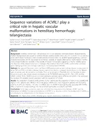 Sequence Variations of ACVRL1 Play a Critical Role in Hepatic Vascular