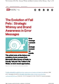 The Evolution of Fail Pets : Strategic Whimsy and Brand Awareness in Error Message...Page 1 of 20