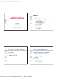 Administering Linux in Production Environments Itinerary