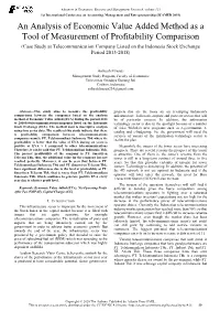 An Analysis of Economic Value Added Method As a Tool of Measurement