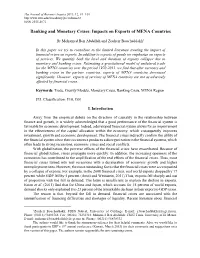 Banking and Monetary Crises: Impacts on Exports of MENA Countries