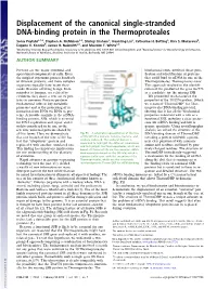 Displacement of the Canonical Single-Stranded DNA-Binding Protein in the Thermoproteales