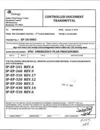 Indian Point, Revision to IPEC Emergency Plan Procedures