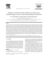 Influence of Membrane Surface Properties on Initial Rate of Colloidal
