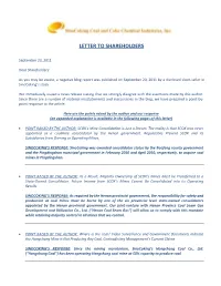Letter to Shareholders
