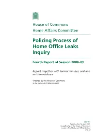 Policing Process of Home Office Leaks Inquiry