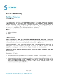 Product Safety Summary