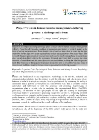 Projective Tests in Human Resource Management and Hiring Process: a Challenge and a Boon