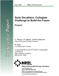 Solar Decathlon: Collegiate Challenge to Build the Future