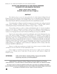 Status and Description of the Textile Industry in Baguio