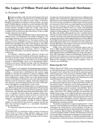 The Legacy of William Ward and Joshua and Hannah Marshman A