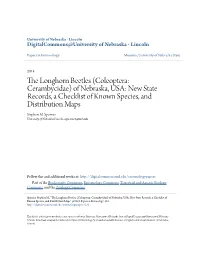 The Longhorn Beetles (Coleoptera: Cerambycidae) of Nebraska, USA: New State Records, a Checklist of Known Species, and Distribution Maps Stephen M