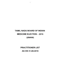 (Unani) Practitioner List As on 31-08-2016