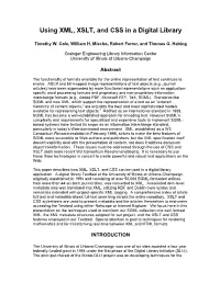 Using XML, XSL, and CSS in a Digital Library