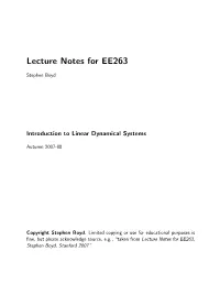 Lecture Notes for EE263